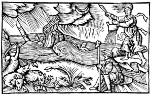 Spell Prints: Witch raising a storm, 1562