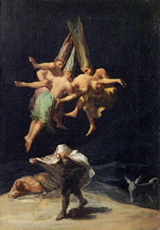 Discovery of Witches Gallery: Witches in Flight (Vuelo de Brujas), 1797-1798. Artist: Goya, Francisco, de (1746-1828)