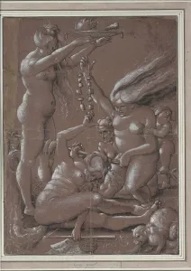 White Colour On Paper Prints: The Witches Sabbath (After Hans Baldung)