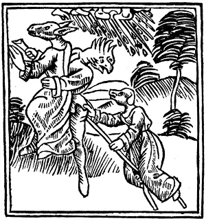 Witches turned into animals as they ride through the air, 1489