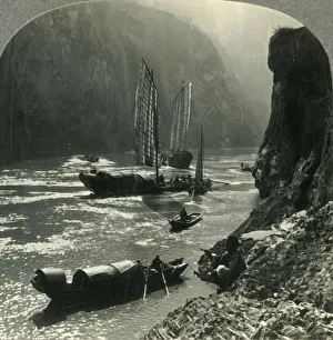 Junk Prints: The Witchies Mountain and the Yangtze River Gorge, China, c1930s. Creator: Unknown