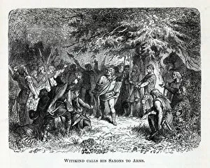 Charlemagne Collection: Wittekind calls his Saxons to Arms, 1882. Artist: Anonymous