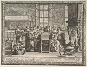 Pets Gallery: Wives at Table During the Absence of Their Husbands, ca. 1635-36. Creator: Abraham Bosse