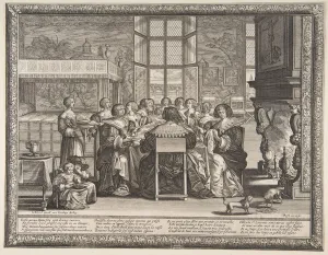 Cosy Prints: Wives at Table During the Absence of Their Husbands, ca. 1635-36. Creator: Abraham Bosse