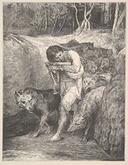 Wilderness Collection: The Wolf-Charmer, 1867. Creator: Henry Marsh