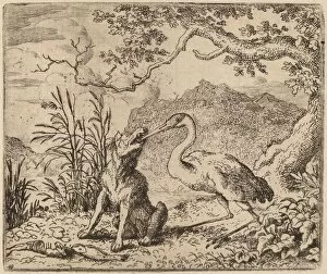 Anthropomorphism Collection: The Wolf and the Crane, probably c. 1645 / 1656. Creator: Allart van Everdingen