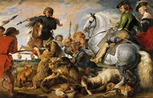 Foxhunting Collection: Wolf and Fox Hunt, ca. 1616. Creator: Peter Paul Rubens