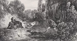 Alexandre Gabriel Decamps Gallery: Wolf Hunt: Wounded Animal Attacked by Dogs, from the series Hunting Scenes, 1829