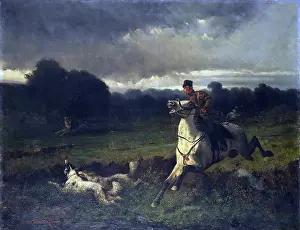 Running Prints: Wolf Hunting, 1863. Creator: Nicolai Egorovich Sverchkov