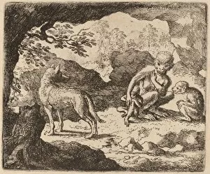 Anthropomorphism Collection: The Wolf and the Monkeys, probably c. 1645 / 1656. Creator: Allart van Everdingen