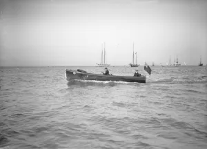 Wolseley motor launch under way, 1911. Creator: Kirk & Sons of Cowes Wolseley motor launch under way, 1911. Creator: Kirk & Sons of Cowes