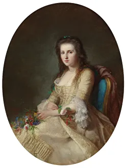 1863 Prints: Woman in 18th Century Dress, 1863. Creator: Erik Johan Lofgren