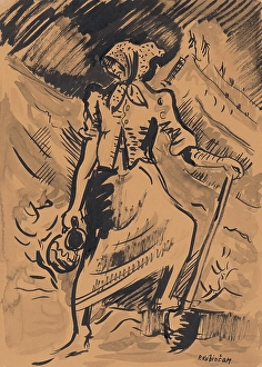 Spade Prints: Woman, 1940-1944. Creator: Arnold Peter Weisz-Kubincan