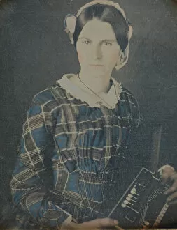 Accordion Gallery: Woman with an Accordion daguerreotype, 1840s. Creator: Ron Fasand