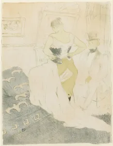 Brassieres Prints: Woman Adjusting Her Corset, 1896. Artist: Toulouse-Lautrec, Henri, de (1864-1901)
