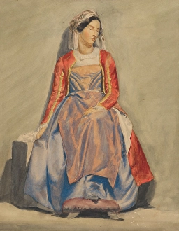 1851 Prints: Woman in Albanian costume, 1851-1853. Creator: Vojtech Klimkovic