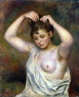 Arranging Prints: Woman Arranging her Hair, 1887. Artist: Pierre-Auguste Renoir