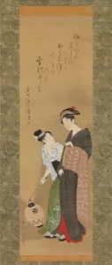 Lantern Prints: Woman and Attendant, ca. 1795. Creator: Utagawa Toyokuni I