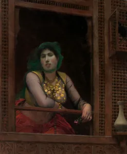 Jean Leon Prints: Woman at a Balcony, 1887-88. Creator: Jean-Leon Gerome