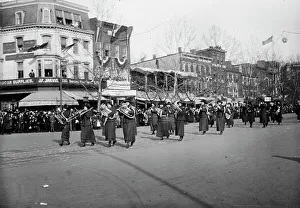 Suffragists Prints: Woman band - Suffrage parade, 1913. Creator: Bain News Service