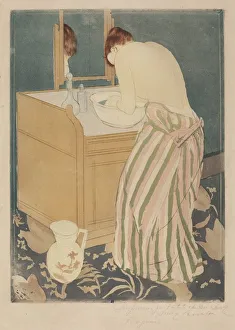 Washing Prints: Woman Bathing, 1890-1891. Creator: Mary Cassatt