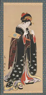 Shuttlecock Prints: Woman with Battledore and Shuttlecock, 1815-20. Creator: Torii Kiyotomo