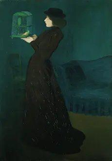 Stylish Prints: Woman with a Birdcage, 1892. Creator: Rippl-Ronai, Jozsef (1861-1927)