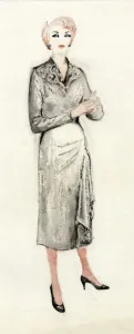 Stiletto Prints: Woman in black dress, c1950. Creator: Shirley Markham