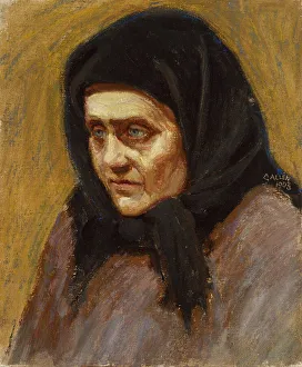 Akseli Gallen Kallela Prints: A woman with a black scarf, 1903. Creator: Akseli Gallen-Kallela