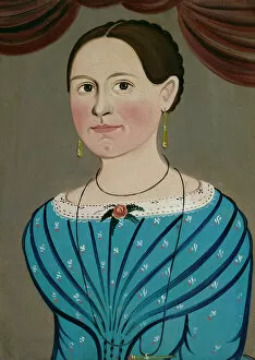 Naive Art Collection: Woman in a Blue Dress, c. 1840. Creator: School of William Matthew Prior