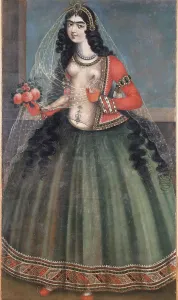 Persia Prints: Woman with a Bouquet of Roses, 1850. Creator: Anon