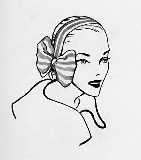 1950s Retro Collection: Woman with bow, c1950. Creator: Shirley Markham