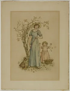 Sweeping Prints: Woman with Broom and Little Girl, n. d. Creator: Catherine Greenaway