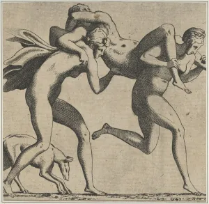 L And Xe9 Collection: Woman Being Carried to a Libidinous Satyr, 1540-56. Creator: Leon Davent