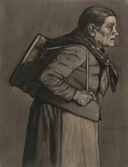 Woman Carrying a Milk Cask, 1902. Creator: Juho Rissanen