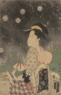 Choki Gallery: Woman and Child Catching Fireflies, ca. 1793. Creator: Eishosai Choki