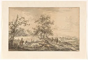 Van Drielst Egbert Prints: Woman with child and man with donkey in landscape, 1755-1818. Creator: Egbert van Drielst