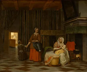 Maidservant Prints: Woman and Child with Serving Maid, 1663-1665. Artist: Hooch, Pieter, de (1629-1684)