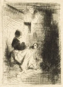 Woman and her Children, c. 1843. Creator: Charles Emile Jacque