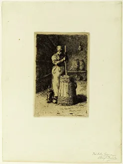 A Woman Churning, 1855. Creator: Jean Francois Millet