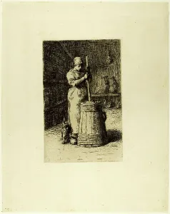 Dairy Prints: A Woman Churning, 1855. Creator: Jean Francois Millet