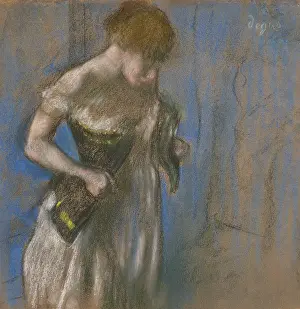 Stylish Prints: Woman Clasping Her Corset, ca. 1883. Creator: Degas, Edgar (1834-1917)