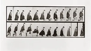 Woman climbing stairs and jumping down, Plate 173 from Animal Locomotion, 1887 Woman climbing stairs and jumping down, Plate 173 from Animal Locomotion, 1887
