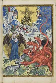 Durer Prints: The woman clothed with the sun and the seven-headed dragon
