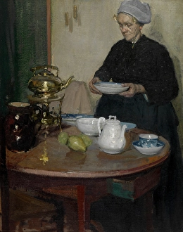 Pear Prints: Woman at the Coffee Table. Creator: Richard Emile Miller