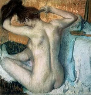 Naked Gallery: Woman Combing Her Hair, 1886. Artist: Edgar Degas