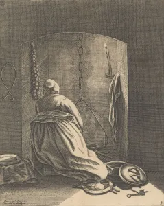 Cooking Pots Prints: A Woman Cooking, Plate 3 from Five Feminine Occupations, ca. 1640-57. ca. 1640-57