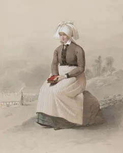 Nordic Museum Prints: Woman in costume, seated full length, 1810-1857. Creator: Otto Wallgren