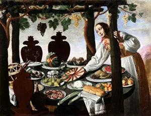 Covered Table Prints: Woman covering the table, Mid of 1600s