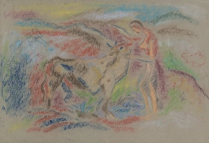 Affectionate Prints: Woman with cow, 1935-1944. Creator: Arnold Peter Weisz-Kubincan